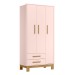 Guarda-Roupa Infantil Q Encanto 3 Portas 2 Gavetas Rosa - Qmovi