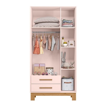 Guarda-Roupa Infantil Q Encanto 3 Portas 2 Gavetas Rosa - Qmovi