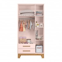 Guarda-Roupa Infantil Q Encanto 3 Portas 2 Gavetas Rosa - Qmovi