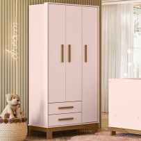 Guarda-Roupa Infantil Q Encanto 3 Portas 2 Gavetas Rosa - Qmovi