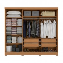 Guarda-Roupa Casal 5 Portas 4 Gavetas com Espelho Canela - Kappesberg