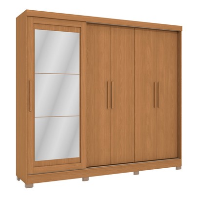 Guarda-Roupa Casal 5 Portas 4 Gavetas com Espelho Canela - Kappesberg
