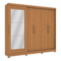 Guarda-Roupa Casal 5 Portas 4 Gavetas com Espelho Canela - Kappesberg