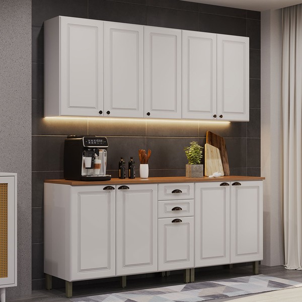 Cozinha Completa Firenze 10 Portas 2 Gavetas Branco - Indekes