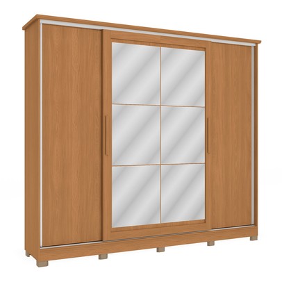 Guarda-Roupa Casal 4 Portas 4 Gavetas com Espelho Flex Canela/Macadamia - Kappesberg