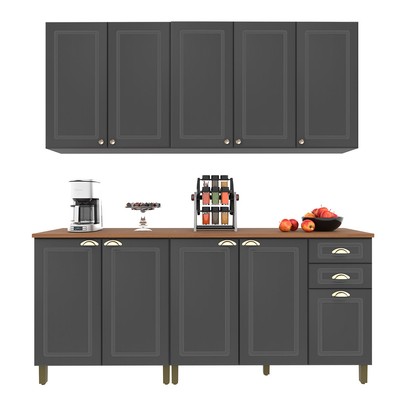 Cozinha Completa Firenze 10 Portas 2 Gavetas Chumbo - Indekes