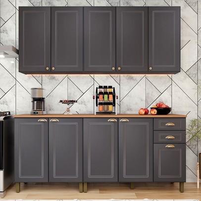 Cozinha Completa Firenze 10 Portas 2 Gavetas Chumbo - Indekes