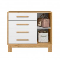 Cômoda Infantil Q Encanto 1 Porta 4 Gavetas Freijó/ Branco Acetinado - Qmovi