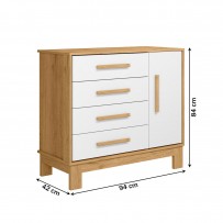 Cômoda Infantil Q Encanto 1 Porta 4 Gavetas Freijó/ Branco Acetinado - Qmovi