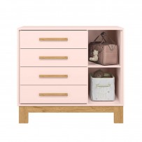 Cômoda Infantil Q Encanto 1 Porta 4 Gavetas Rosa - Qmovi