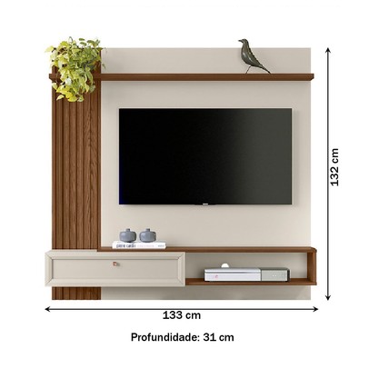 Painel para TV Até 55 Polegadas Alvorada 1 Porta Freijó/Off White - Linea Brasil