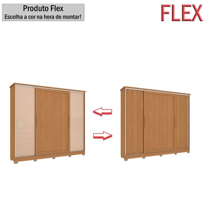Guarda-Roupa Casal 4 Portas 4 Gavetas Flex Canela/Macadamia - Kappesberg