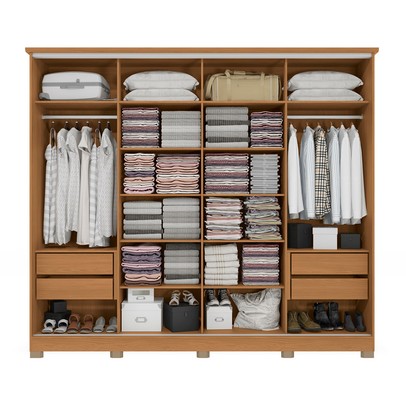 Guarda-Roupa Casal 4 Portas 4 Gavetas Flex Canela/Macadamia - Kappesberg