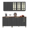 Cozinha Completa Firenze 10 Portas 2 Gavetas com Vidro Chumbo - Indekes