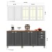 Cozinha Completa Firenze 10 Portas 2 Gavetas com Vidro Branco/Chumbo - Indekes