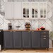 Cozinha Completa Firenze 10 Portas 2 Gavetas com Vidro Branco/Chumbo - Indekes
