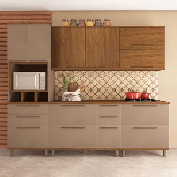 Cozinha Completa Munique 10 Portas 6 Gavetas Freijo/Camurça - Indekes