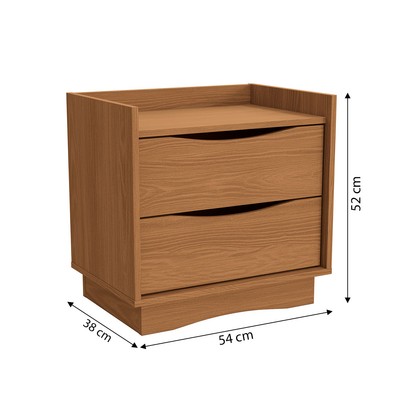 Mesa de Cabeceira 2 Gavetas Canela - Kappesberg