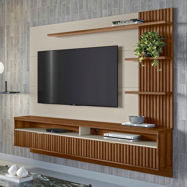 Painel para TV Até 65 Polegadas Araruna 2 Portas Freijó/Off White - Linea Brasil
