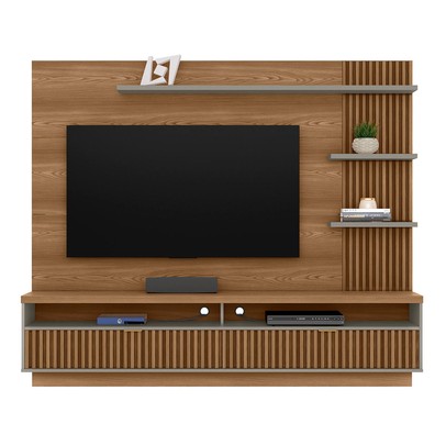 Painel para TV Até 65 Polegadas Araruna 2 Portas Amêndoa/Titânio - Linea Brasil