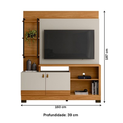 Estante para TV Até 50 Polegadas Alagoas Nature/Off White - Linea Brasil