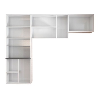 Cozinha Compacta Itajúba Suspensa 9 Portas com Vidro Branco - Panorama Móveis