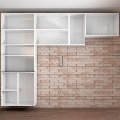 Cozinha Compacta Itajúba Suspensa 9 Portas com Vidro Branco - Panorama Móveis