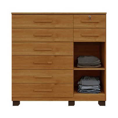 Cômoda Chicago 1 Porta 8 Gavetas Cinamomo - Pnr Móveis