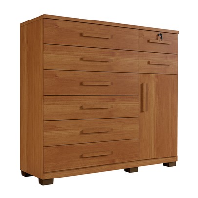 Cômoda Chicago 1 Porta 8 Gavetas Cinamomo - Pnr Móveis