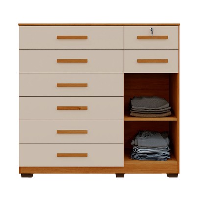 Cômoda Chicago 1 Porta 8 Gavetas Cinamomo/Off White - Pnr Móveis