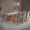 Mesa de Jantar 8 Lugares Indianápolis com Vidro Mel/Perola/Off White -  Panorama Móveis
