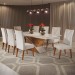 Mesa de Jantar 8 Lugares Moçambique com Vidro Mel/Marfim/Off White - Panorama Móveis
