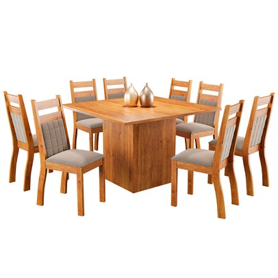 Mesa de Jantar 8 Lugares Beirute Mel/Perola - Panorama Móveis