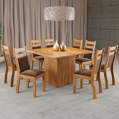 Mesa de Jantar 8 Lugares Beirute Mel/Bombom - Panorama Móveis