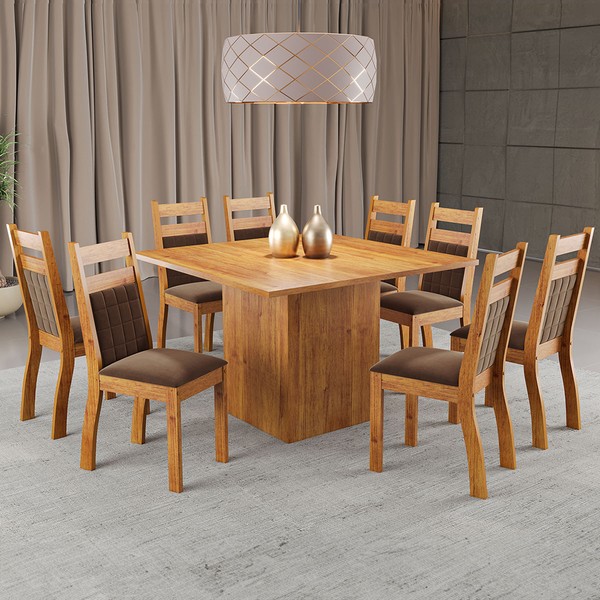 Mesa de Jantar 8 Lugares Beirute Mel/Bombom - Panorama Móveis