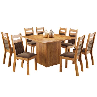 Mesa de Jantar 8 Lugares Beirute Mel/Bombom - Panorama Móveis