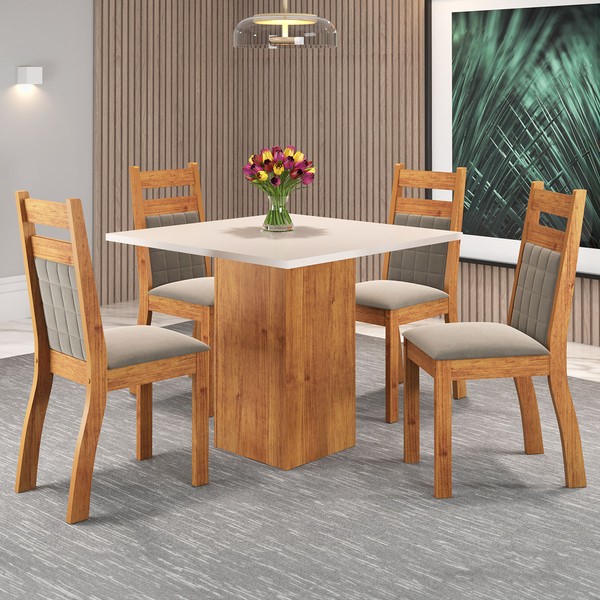 Mesa de Jantar 4 Lugares Colorado Mel/Blonde/Perola - Panorama Móveis