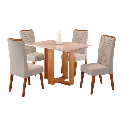 Mesa de Jantar 4 Lugares Nicarágua Mel/Blonde/Marfim - Panorama Móveis