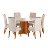Mesa de Jantar 6 Lugares Córdoba com Vidro Mel/Marfim/Off White - Panorama Móveis