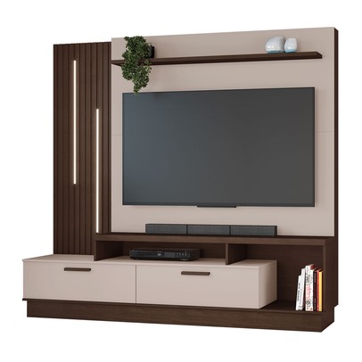 Estante para TV Até 65 Polegadas Despertar 2 Gavetas com Led Café/Off Café - Jcm Móveis