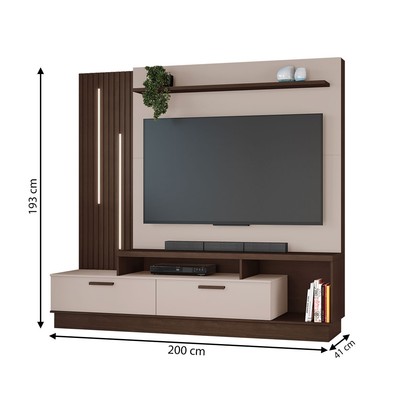 Estante para TV Até 65 Polegadas Despertar 2 Gavetas com Led Café/Off Café - Jcm Móveis