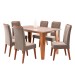 Mesa de Jantar 6 Lugares Rosário com Vidro Mel/Perola/Off White - Panorama Móveis