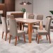 Mesa de Jantar 6 Lugares Rosário com Vidro Mel/Perola/Off White - Panorama Móveis