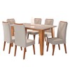 Mesa de Jantar 6 Lugares Rosário com Vidro Mel/Marfim/Off White -  Panorama Móveis