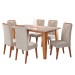 Mesa de Jantar 6 Lugares Rosário com Vidro Mel/Marfim/Off White -  Panorama Móveis