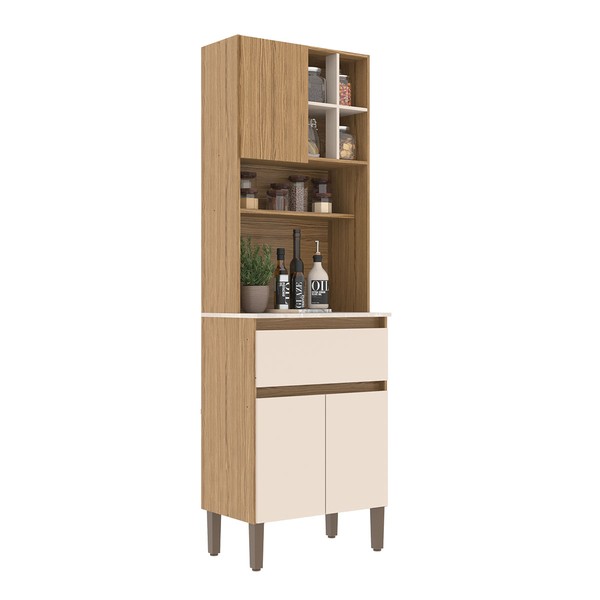 Paneleiro 3 Portas 1 Gaveta Naturalle/Cristalo Pet - Decibal