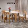 Mesa de Jantar 6 Lugares Bolívar com Vidro Mel/Perola/Off White - Panorama Móveis