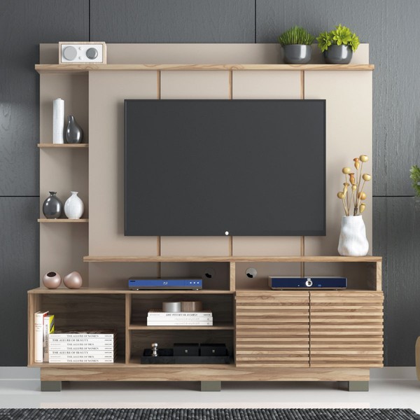 Estante para TV Até 60 Polegadas 2 Portas Carvalho Oak/Cristalo - Decibal