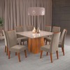 Mesa de Jantar 8 Lugares Malvinas com Vidro Mel/Off White/Perola - Panorama Móveis