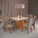 Mesa de Jantar 8 Lugares Malvinas com Vidro Mel/Off White/Perola - Panorama Móveis